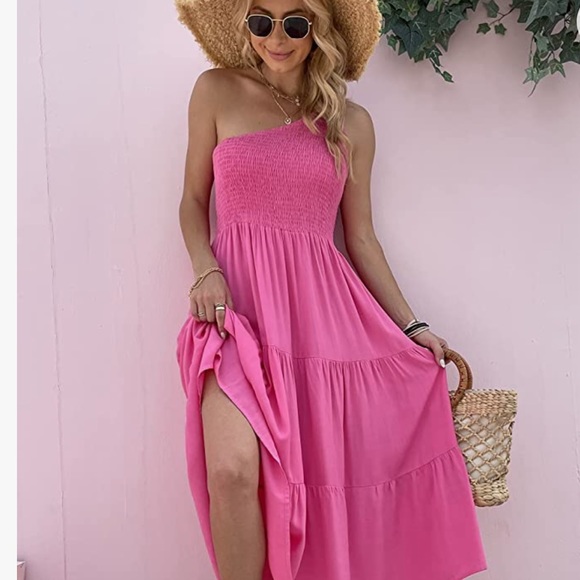 Women One Shoulder Dress Sleeveless Casual Summer Dresses - Picture 5 of 8
